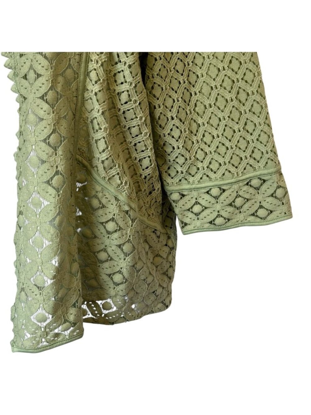 Alfred Dunner 2X Kimono Style Cardigan Green Lace Open 3/4 Sleeve - Picture 3 of 16
